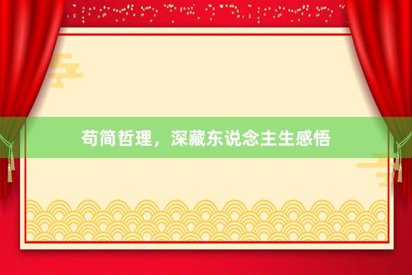 苟简哲理，深藏东说念主生感悟